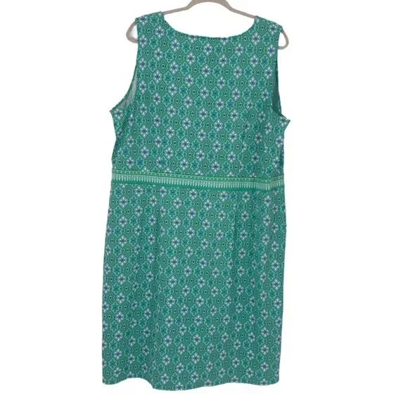 Talbots Sleeveless Shift Dress Green & Blue floral Size 2X - Picture 3 of 7